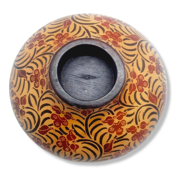2 Tribal Gypsy Boho Hand Painted Batik Wood Candle Tealight Holder Balls Staging - Picture 14 of 16